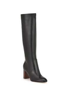 Nine West Women's Otton Stacked Block Heel Dress Boots - Black Leather