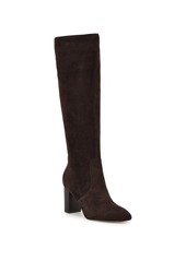 Nine West Women's Otton Stacked Block Heel Dress Boots - Dark Brown Suede