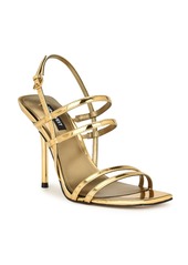 Nine West Women's Penla Strappy Square Toe Dress Sandals - Bronze Mirror Metallic