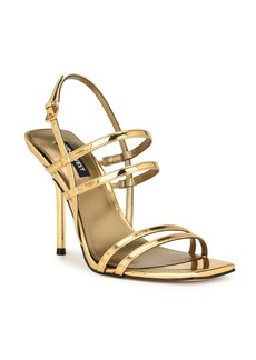Nine West Women's Penla Strappy Square Toe Dress Sandals - Bronze Mirror Metallic