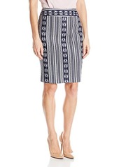 NINE WEST Women's Printed Linen Stripe Skirt