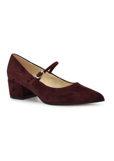 Nine West Women's Prix Pointy Toe Block Heel Dress Pumps - Burgundy Suede