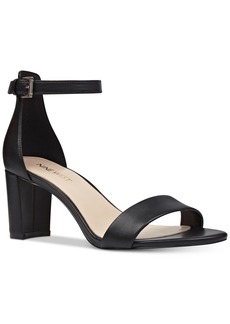 Nine West Women's Pruce Round Toe Block Heel Dress Sandals - Black Leather