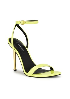 Nine West Women's Reina Almond Toe Stiletto Dress Sandals - Neon Yellow Patent- Faux Patent Leather
