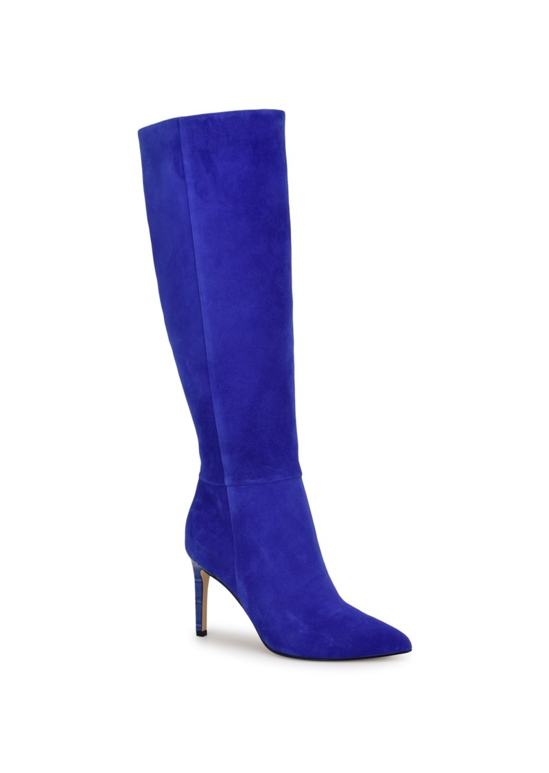 Nine West Women's Richy Pointy Toe Knee High Boots - Blue Suede