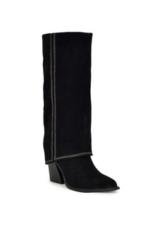 Nine West Women's Rimepy Fold Over Cuff Dress Boots - Black Suede