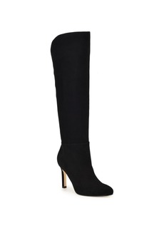 Nine West Women's Sancha Almond Toe Stiletto Heel Dress Regular Calf Boots - Black Suede