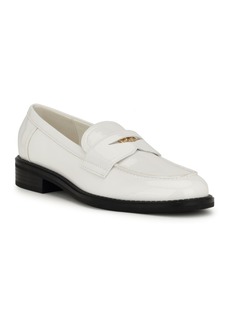 Nine West Women's Seeme Slip-On Round Toe Casual Loafers - White Patent