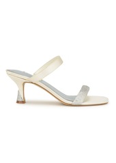 Nine West Women's Shimme Bridal Tapered Heel Dress Sandals - Ivory Satin