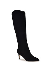 Nine West Women's Sirena Pointy Toe Knee High Dress Boots - Black Suede