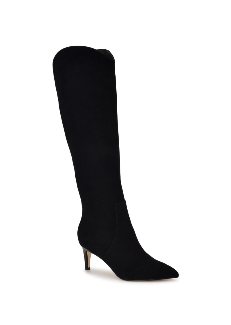 Nine West Women's Sirena Pointy Toe Knee High Boots - Black Suede