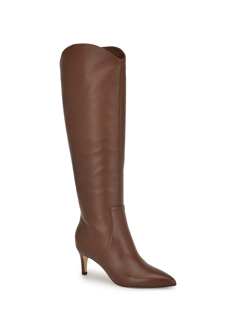 Nine West Women's Sirena Pointy Toe Knee High Boots - Medium Brown Leather