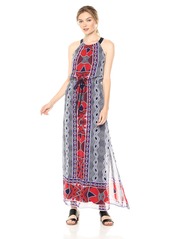 NINE WEST Women's Sleeveless Maxi Dress with Drawstring & Gathered Neck