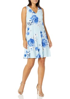 NINE WEST Women's Sleeveless Printed Trapeze Dress