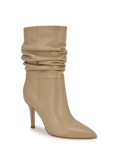 Nine West Women's Slouch Pointy Toe Stiletto Heel Dress Booties - Light Natural Leather