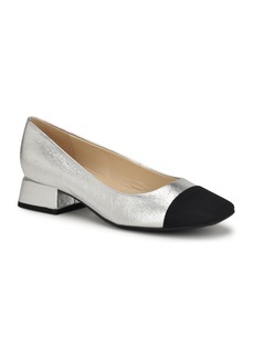 Nine West Women's Sophe Slip-on Square Toe Dress Pumps - Silver,Black