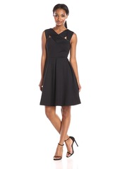 NINE WEST Women's Strappy Solid Fit and Flare Dress