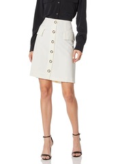 NINE WEST Women's Stretch Button Front Skirt with Pocket Detail