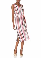 NINE WEST Women's Stripe Midi Dress with Self Sash