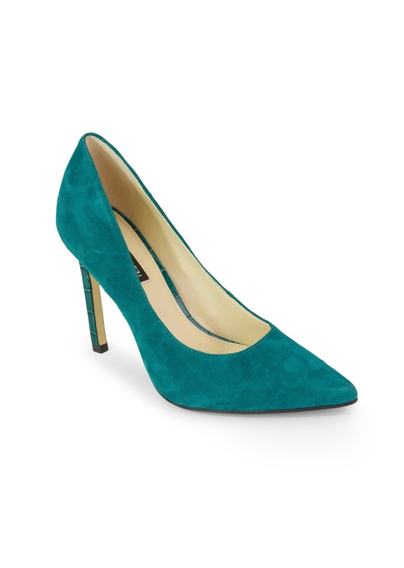 Nine West Women's Tatiana Stiletto Pointy Toe Dress Pumps - Teal Suede