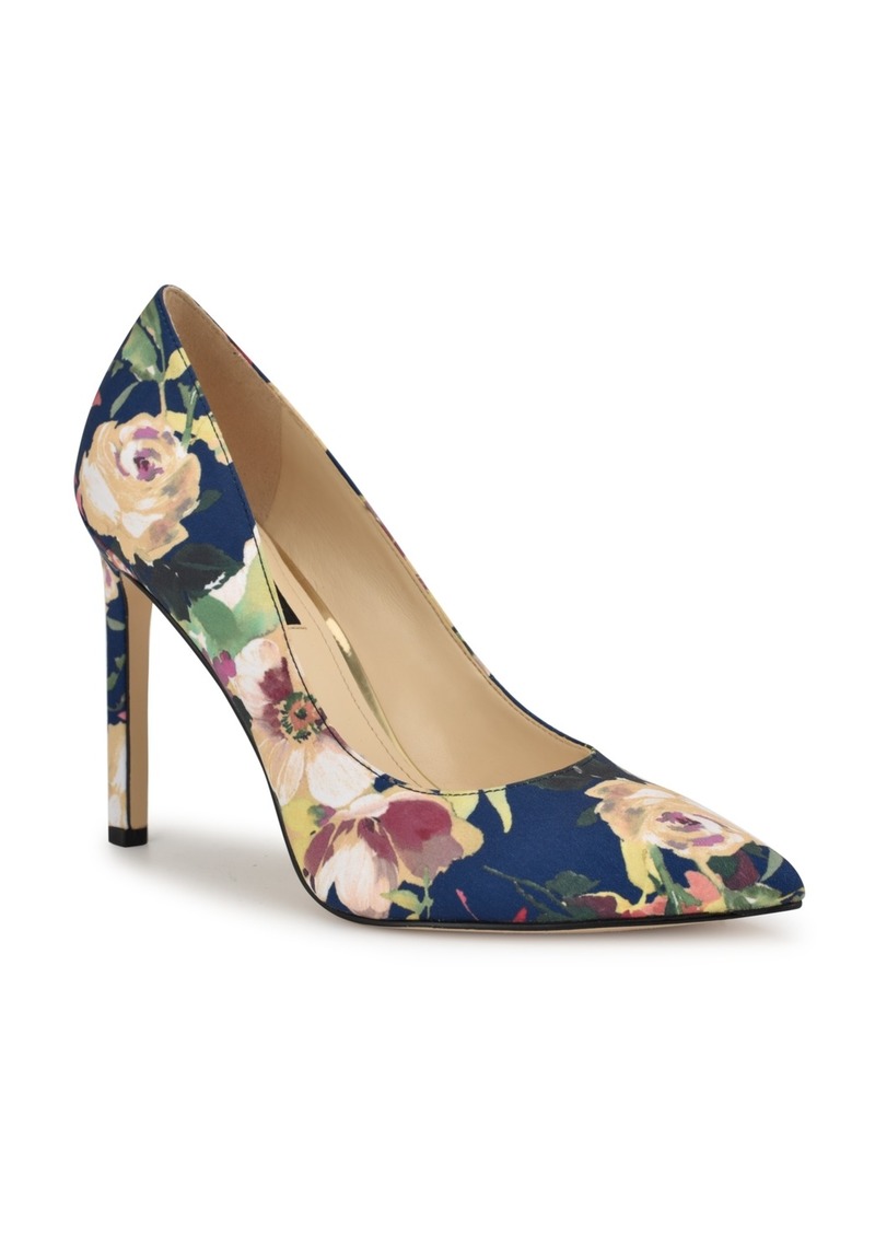 Nine West Women's Tatiana Stiletto Pointy Toe Dress Pumps - Navy Fall Floral Multi