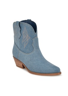 Nine West Women's Texen Western Ankle Booties - Blue Denim- Textile