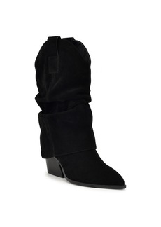 Nine West Women's Wilton Stacked Block Heel Casual Boots - Black Suede