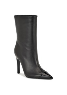 Nine West Women's Winner Pointy Toe Stiletto Dress Boots - Black Leather Multi