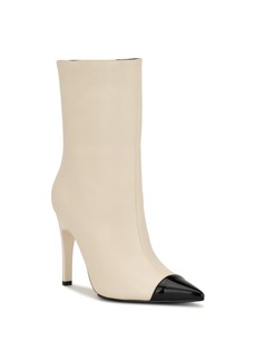Nine West Women's Winner Pointy Toe Stiletto Dress Boots - Cream Leather Multi