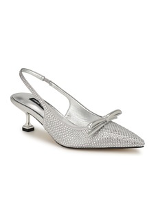 Nine West Women's Wunder Pointy Toe Slingback Dress Pumps - Silver Satin