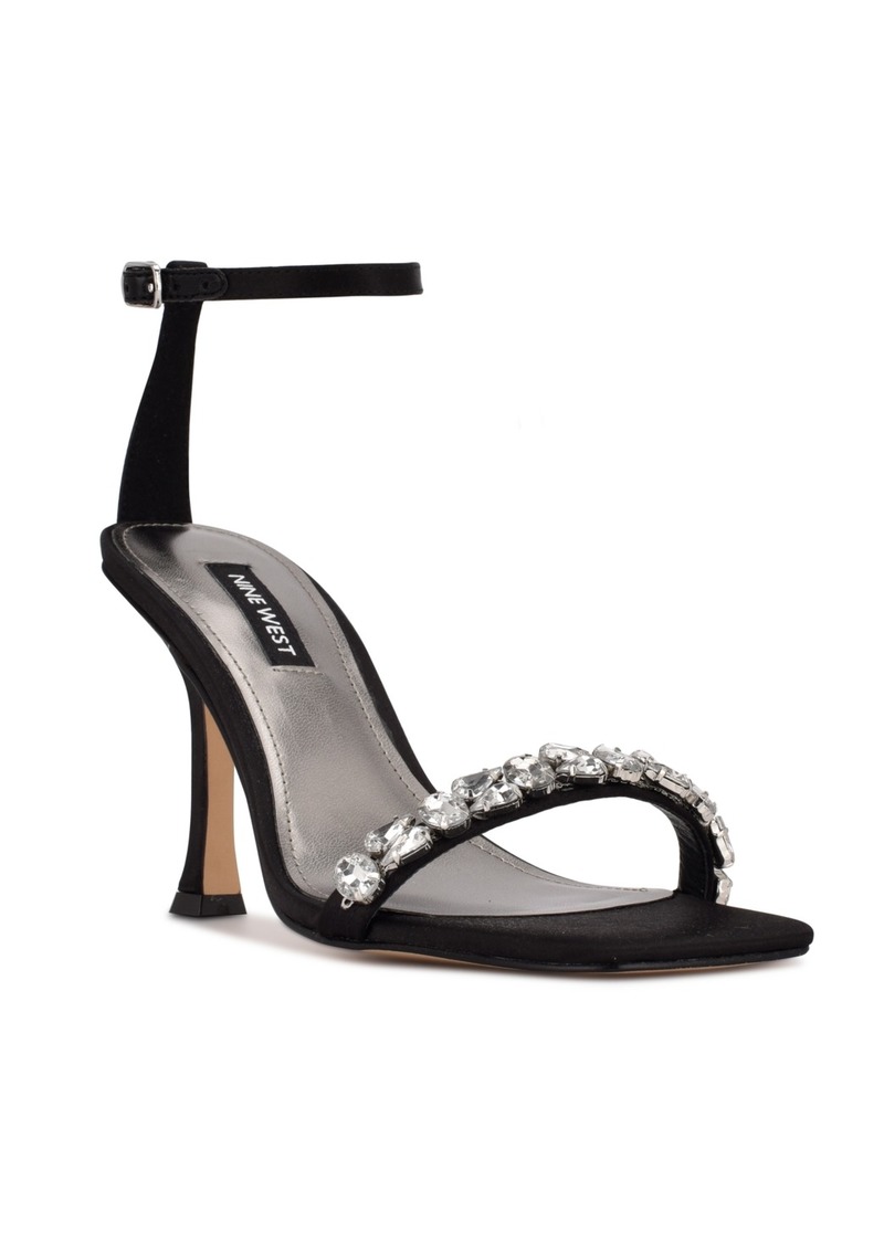 Nine West Women's Yazmin Ankle Strap Dress Sandals - Black Satin