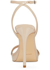 Nine West Women's Zadie Square Toe Stiletto Heel Dress Sandals - Nude Patent