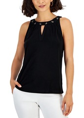 Nine West Womens Sleeveless Embellished Halter Top