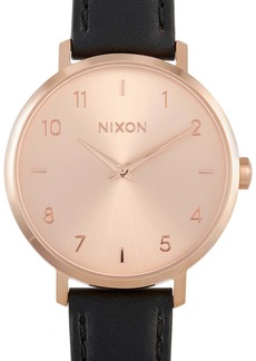 Nixon Arrow Leather 38 mm Stainless Steel Rose gold / Black Watch A1091 1098
