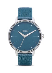Nixon Kensington Turquoise Blue Leather Watch, 37mm