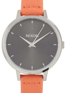 Nixon Medium Kensignton Leather 32mm Silver/Black/Red Stainless Steel Watch A1261-2958