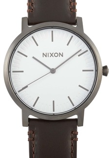 Nixon Porter Leather 40 mm Stainless Steel Watch A1058 2368