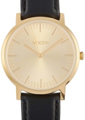 Nixon Porter Leather All Gold/Black 40mm Stainless Steel Watch A1058-510
