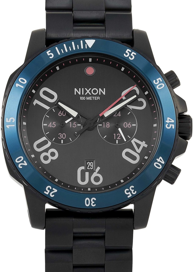 Nixon Ranger Chrono Stainless Steel All Black/Blue 44 mm Watch A549-602