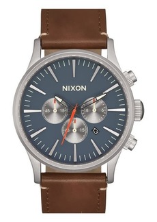 Nixon Sentry Chronograph Leather Strap Watch