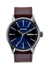 Nixon The Sentry Leather Strap Watch, 42mm