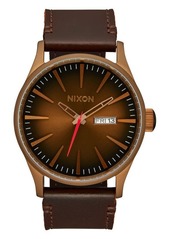 Nixon The Sentry Leather Strap Watch