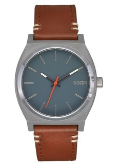 Nixon Time Teller Leather Strap Watch