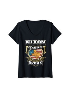 Womens Nixon Texas USA Flag 4th Of July V-Neck T-Shirt