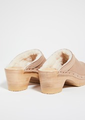 No.6 Dakota Shearling Mid Heel Clogs