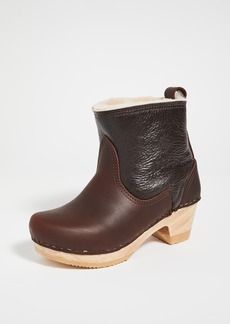 No.6 5 Pull On Shearling Clog Boot on Mid Heel in Ink Aviator