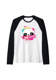 NOAH - Cute Boys Name with adorable Panda Raglan Baseball Tee