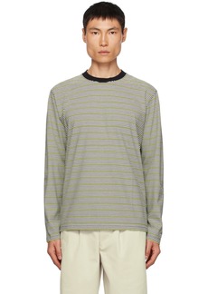 Noah Black & Green Striped Long Sleeve T-Shirt