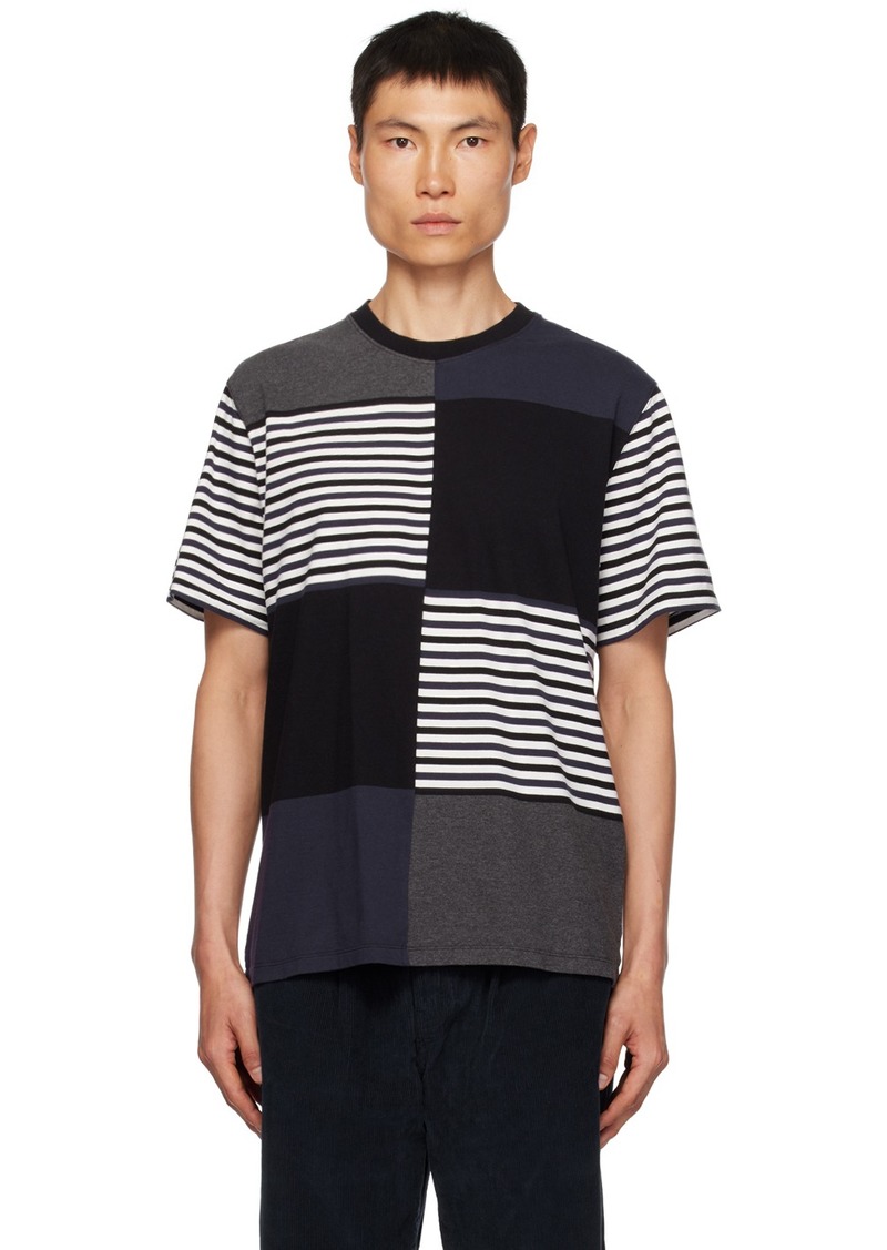 Noah Navy & Black Patchwork T-Shirt