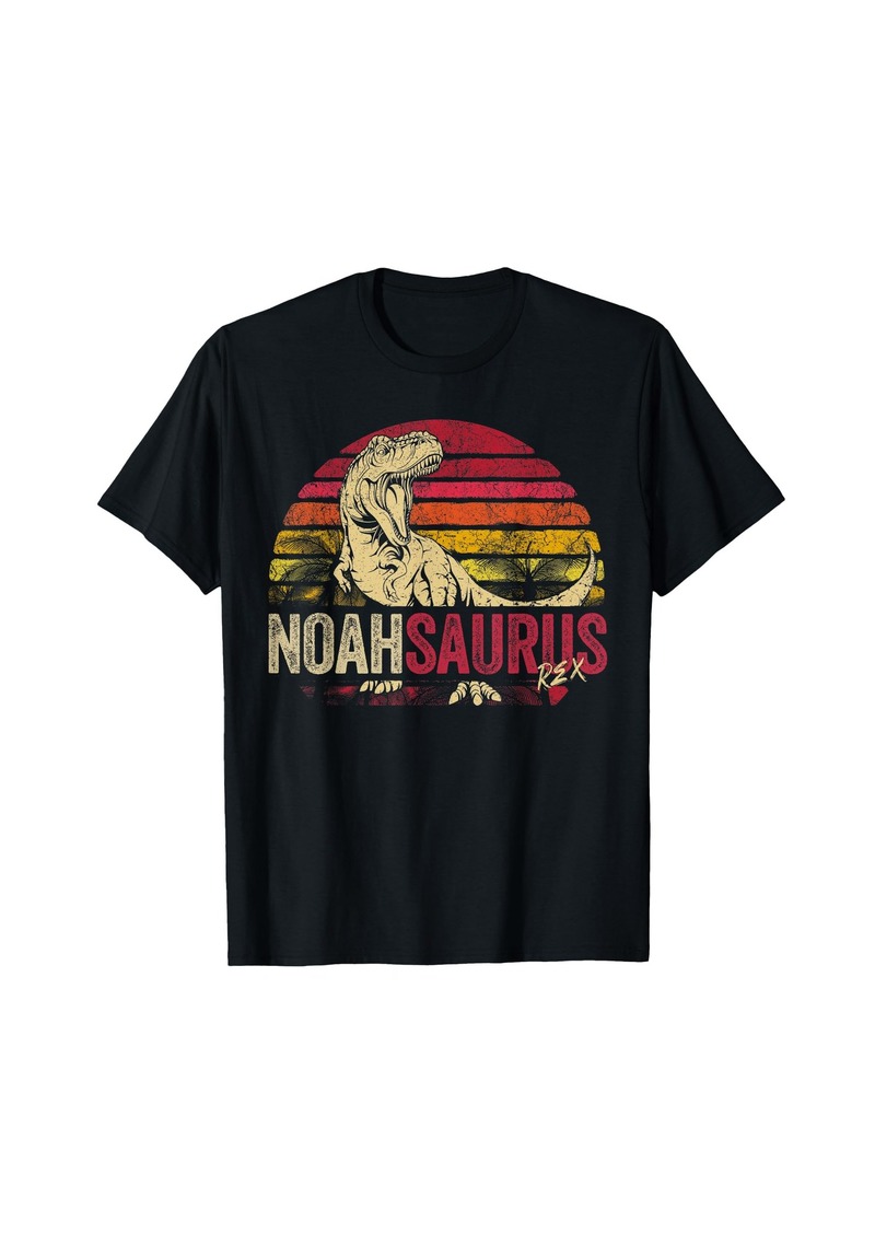 Noah Saurus Funny Personalized Dinosaur T Rex Boys Name T-Shirt